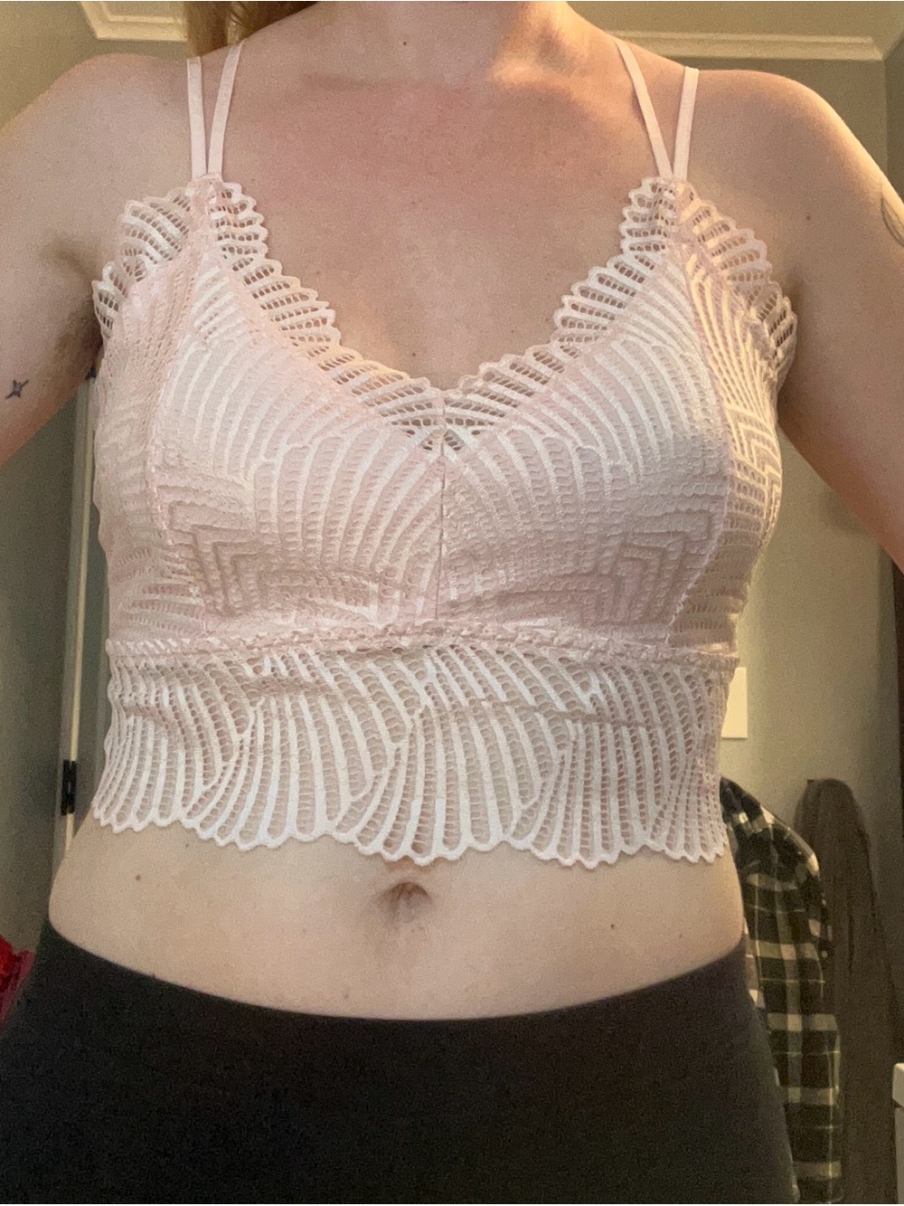 Lace Bralette Crop Top - Light Pink